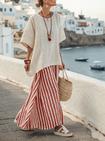 Women's Loose Striped Skirt Suit