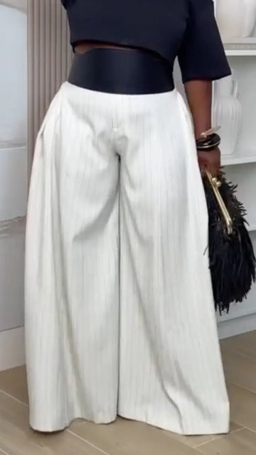 Pinstripe Wide Leg Pants